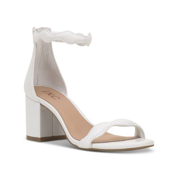 INC Womens White Arch Support Sollisa Round Toe Block Heel Heeled Sandal 7.5 M - Picture 1 of 7